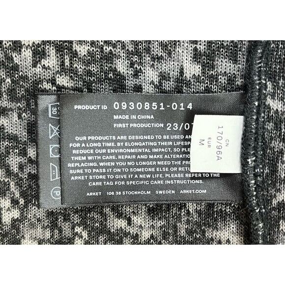 ARKET High-Neck Pile Jacket Black White Melange Scandinavian Cozycore Sz Medium - Picture 9 of 11